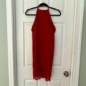 NWT sleeveless red lace dress